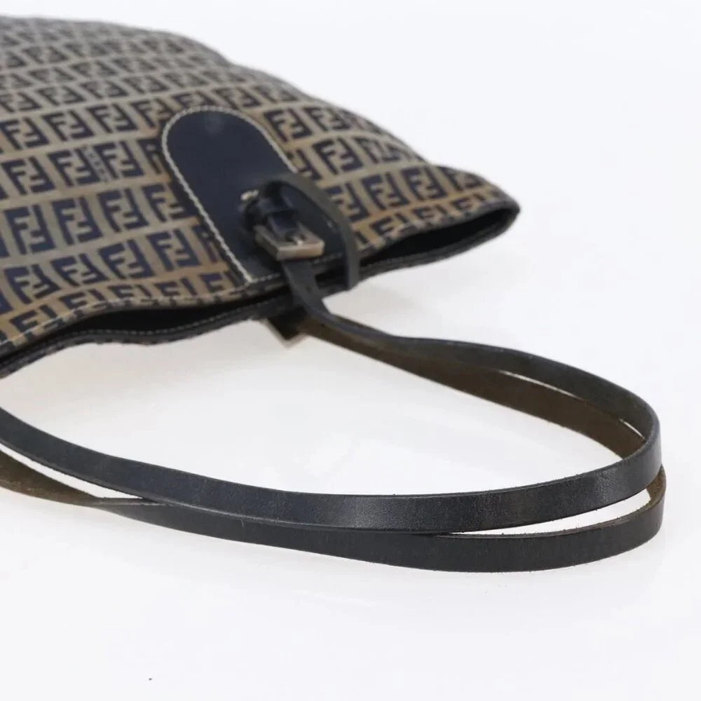 FENDI Zucchino Canvas Tote Bag Navy Auth SW1721 - Picture 8 of 16